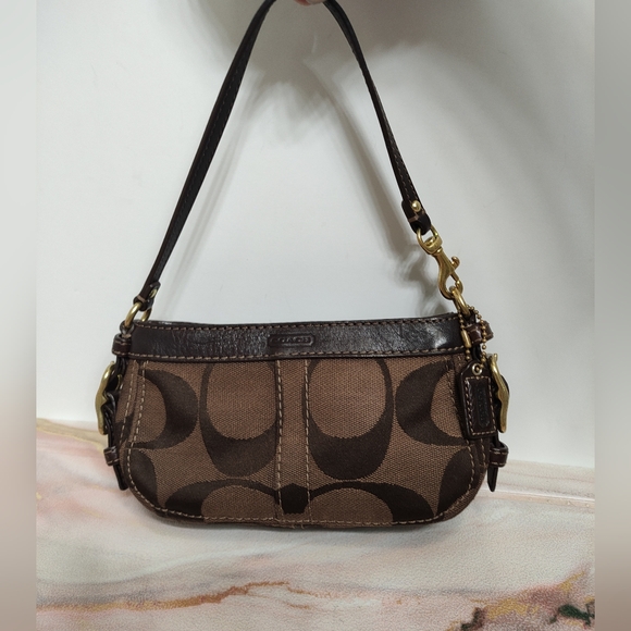 Coach Zoe Signature Wristlet Mini Handbag Brown Chocolate Y2K - Picture 5 of 16